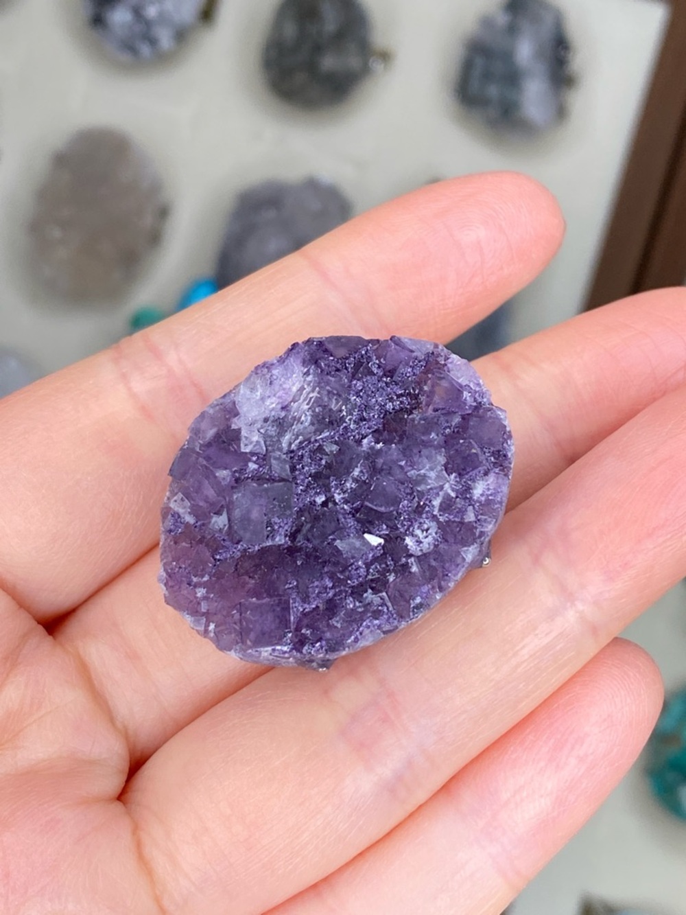 Purple Fluorite Crystal Cluster Ring • Deep Violet Stone • Geometric Statement - Picture 7 of 9